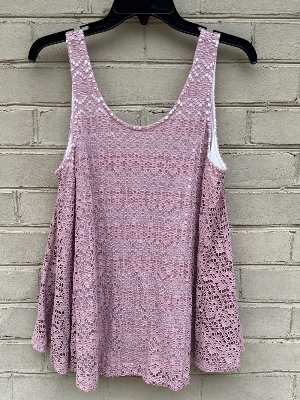 Deletta Anthropologie Size M Sleeveless Pink Lace Overlay Tank Top Boho Romantic